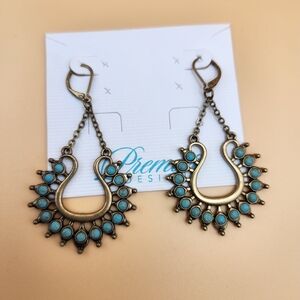 Turquoise and Gold Dangle Earrings